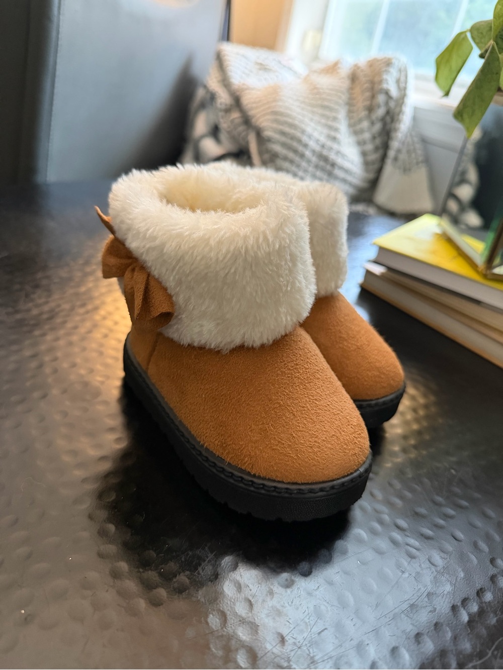 Kids Cozy Faux-Shearling Booties in Tan
